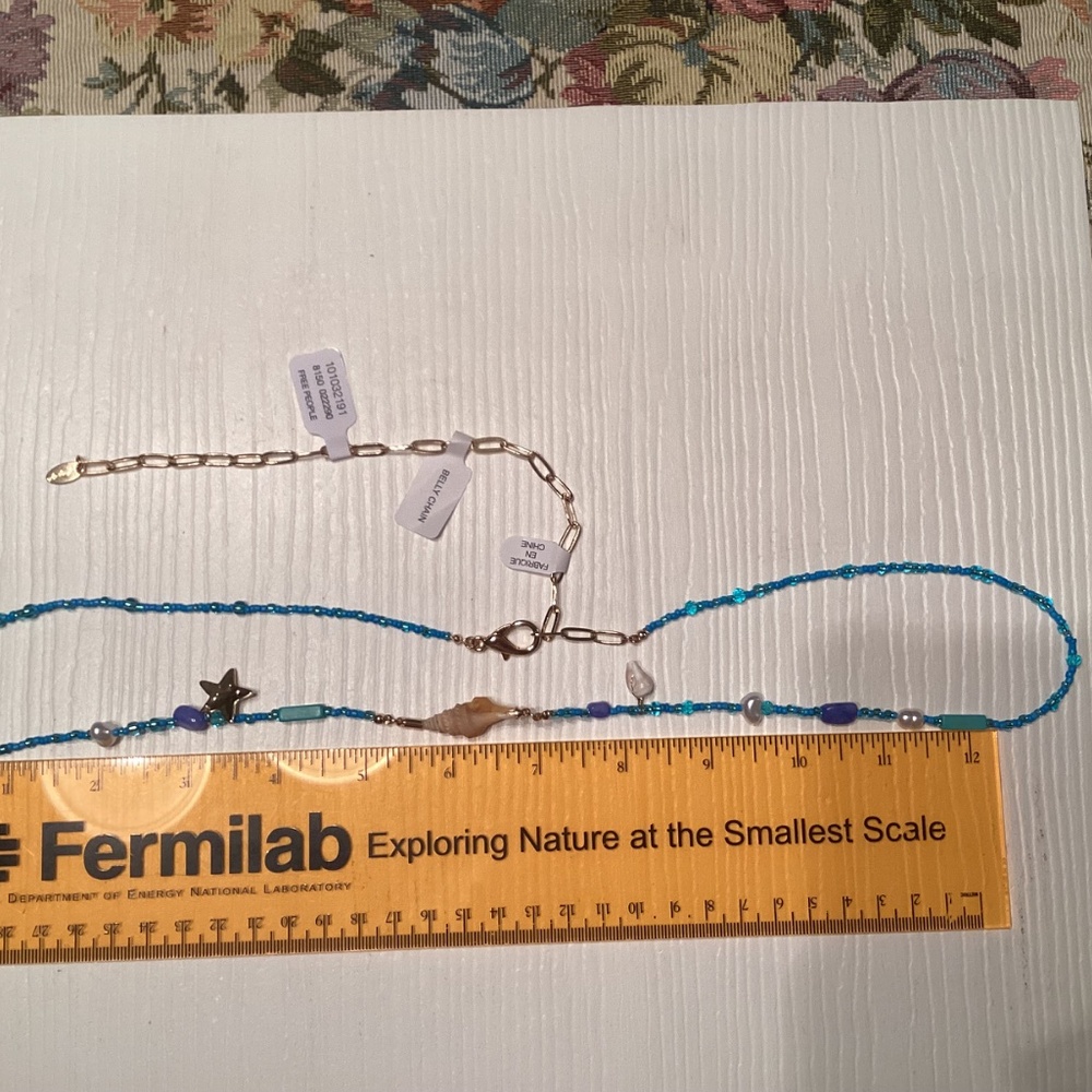 Free People Lyrical Belly Chain Blue NWT Charm Necklace Bohemian Layering Charms - Picture 6 of 7